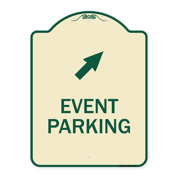 Event Parking Up Right ArrowHeavy-Gauge Aluminum Architectural Sign, 24" x 18", TG-1824-24081